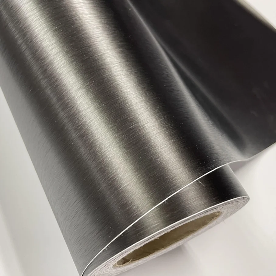 سيارة التصميم الأسود الظلام رمادي فضي لامع ناعم الألومنيوم الفينيل سيارة التفاف فيلم حجم: 10/20/30/40/50/60X152CM/الكثير للاختيار