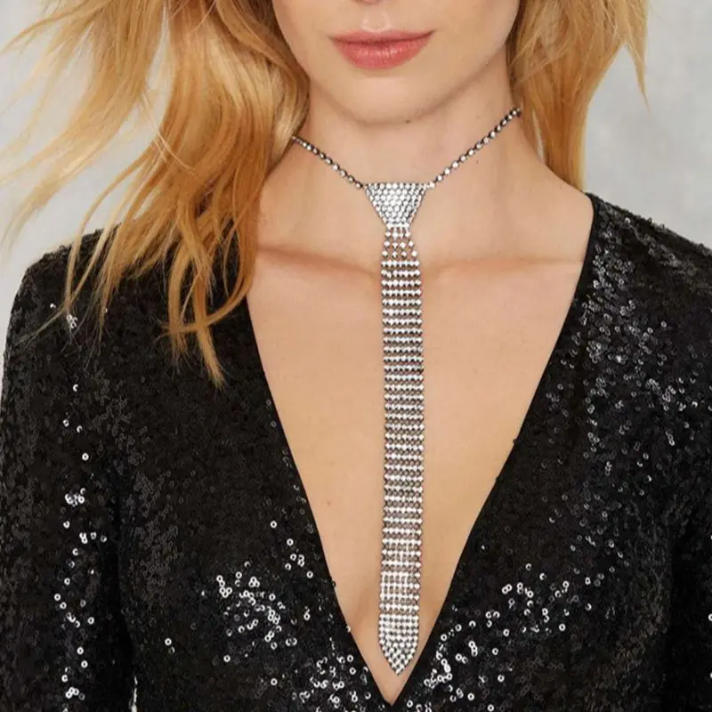 Fashion Luxury Diamond Tie Rhinestone Collar Tie In Wedding Banquet Feast Club Party Shinning .