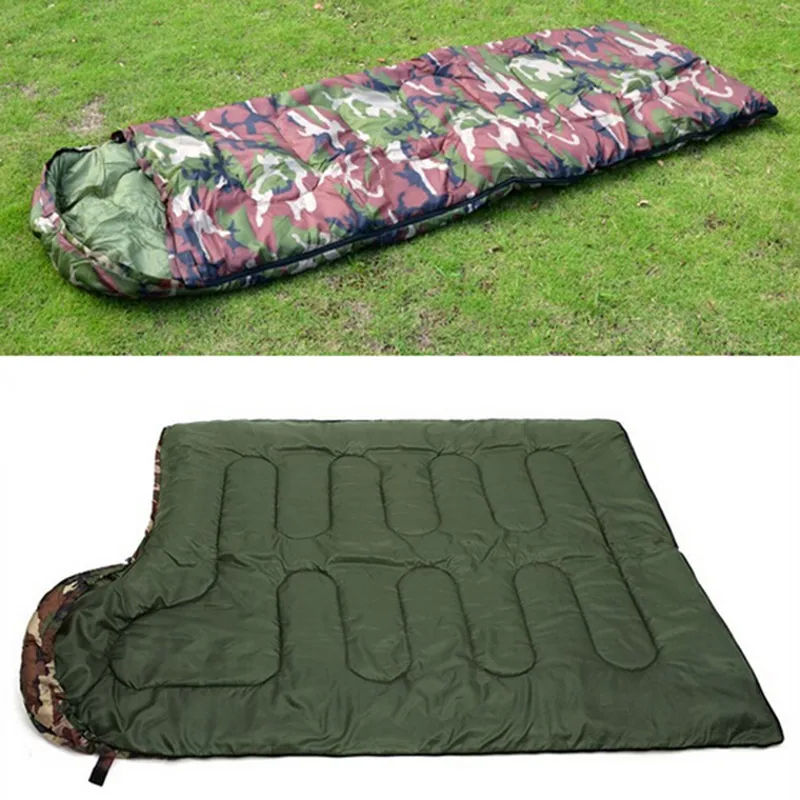 High Quality Cotton Camping Sleeping bag 15~5degree Envelope Style Army Military camouflage sleeping bags Outdoor Sports XA278D