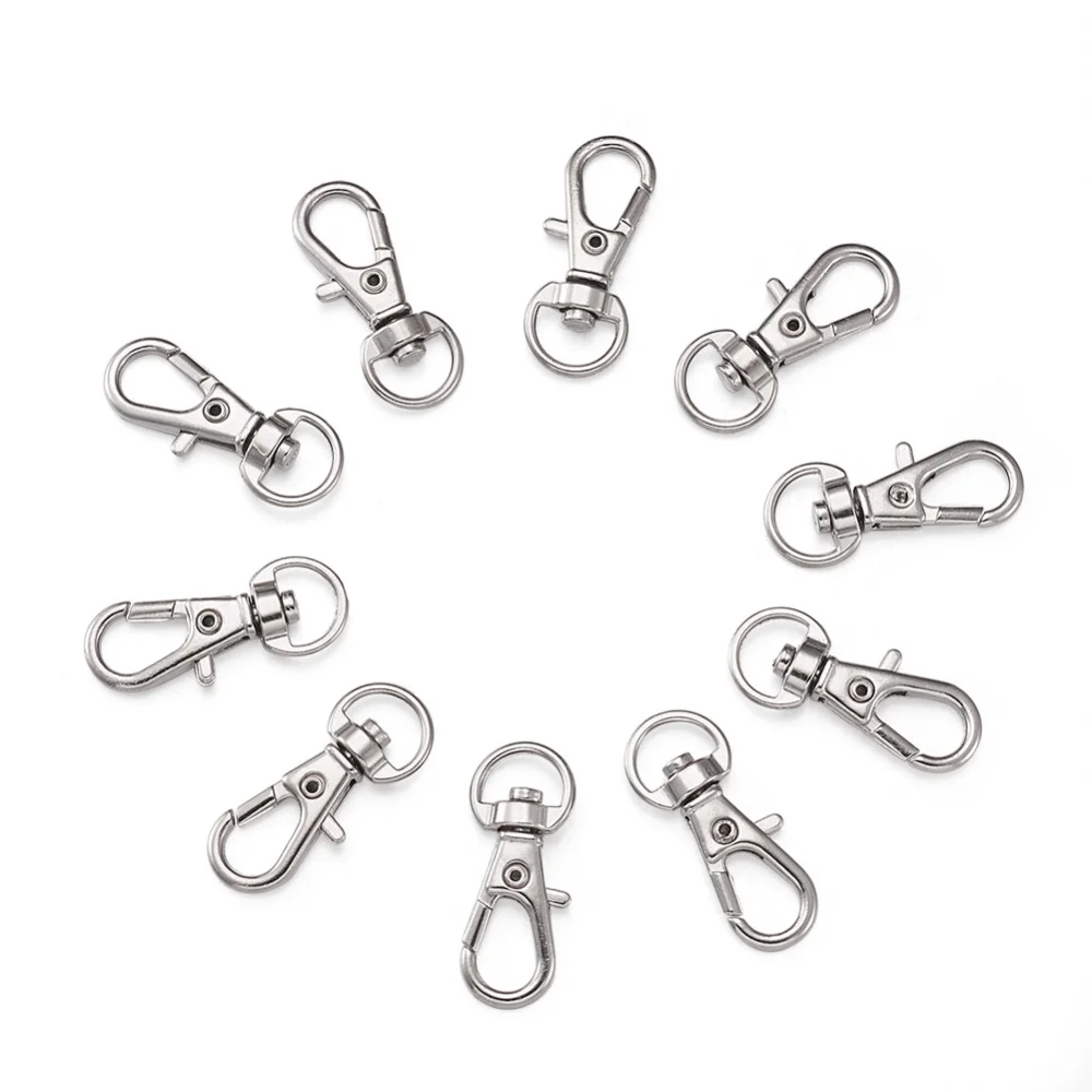 100pcs Alloy Swivel Clasps Lanyard Snap Hook Lobster Claw Clasp for Key Rings Jewelry Making Crafting Supplies