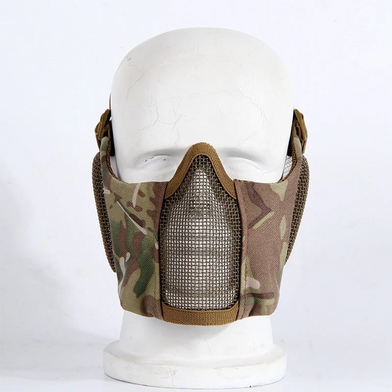 Mezza maschera tattica passamontagna Cap moto Army Airsoft Paintball copricapo maglia metallica caccia maschera protettiva