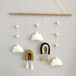 Nordic Vilt Cloud Macrame Muur Opknoping Regenboog Decoratie Tiener Kinderkamer Decoratie Nursery Decor Houten Home Decor Ornamenten