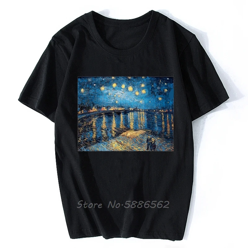 Vincent Van Gogh Starry Night Over The Rhone Artist T Shirt Homme JOLLYPEACH BRAND New White Casual Short Sleeve Tshirt Men