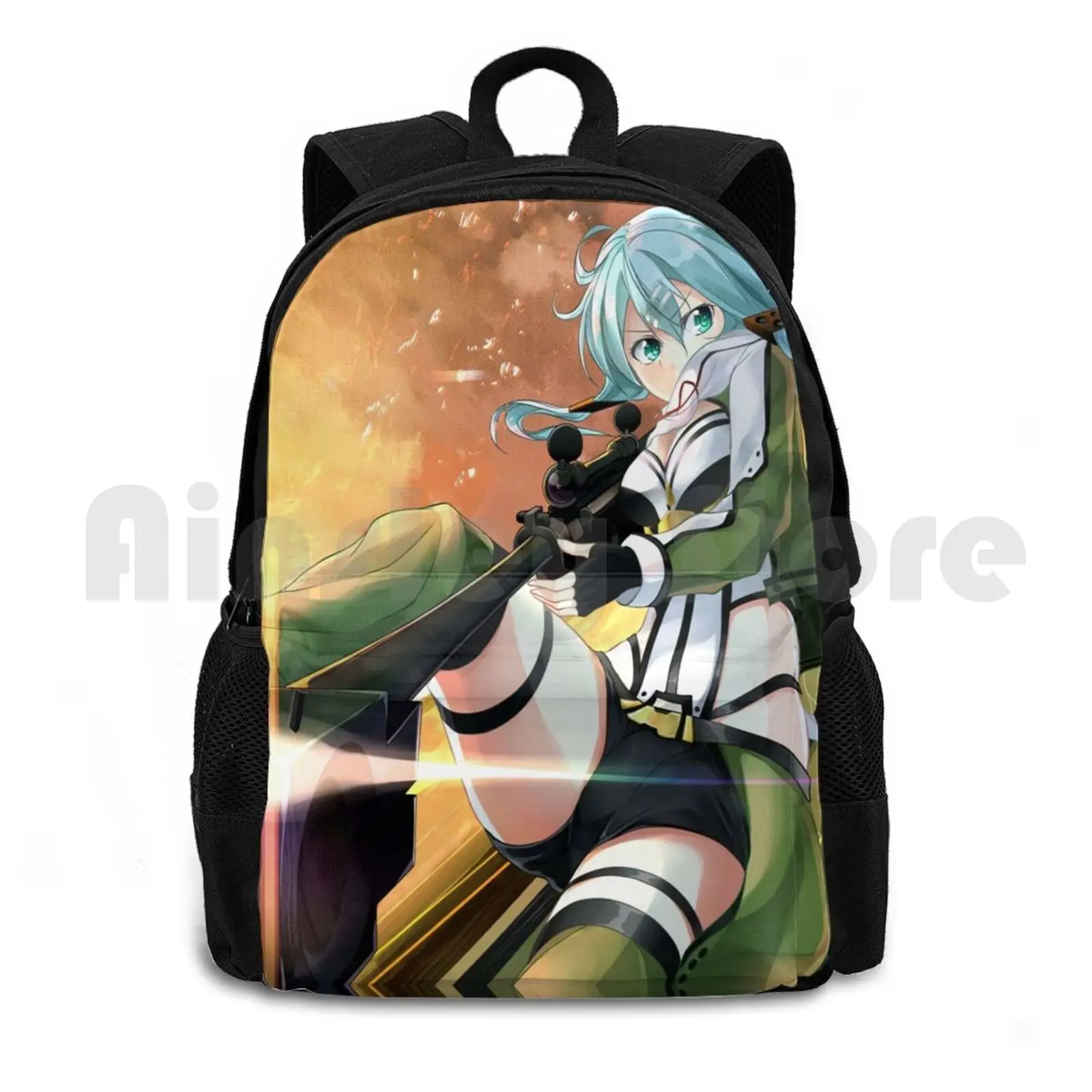 Sinon Rifle Outdoor Hiking Backpack Riding Climbing Sports Bag Sinon Rifle Girls Womens Lady Game Anime Manga Sexy Gun