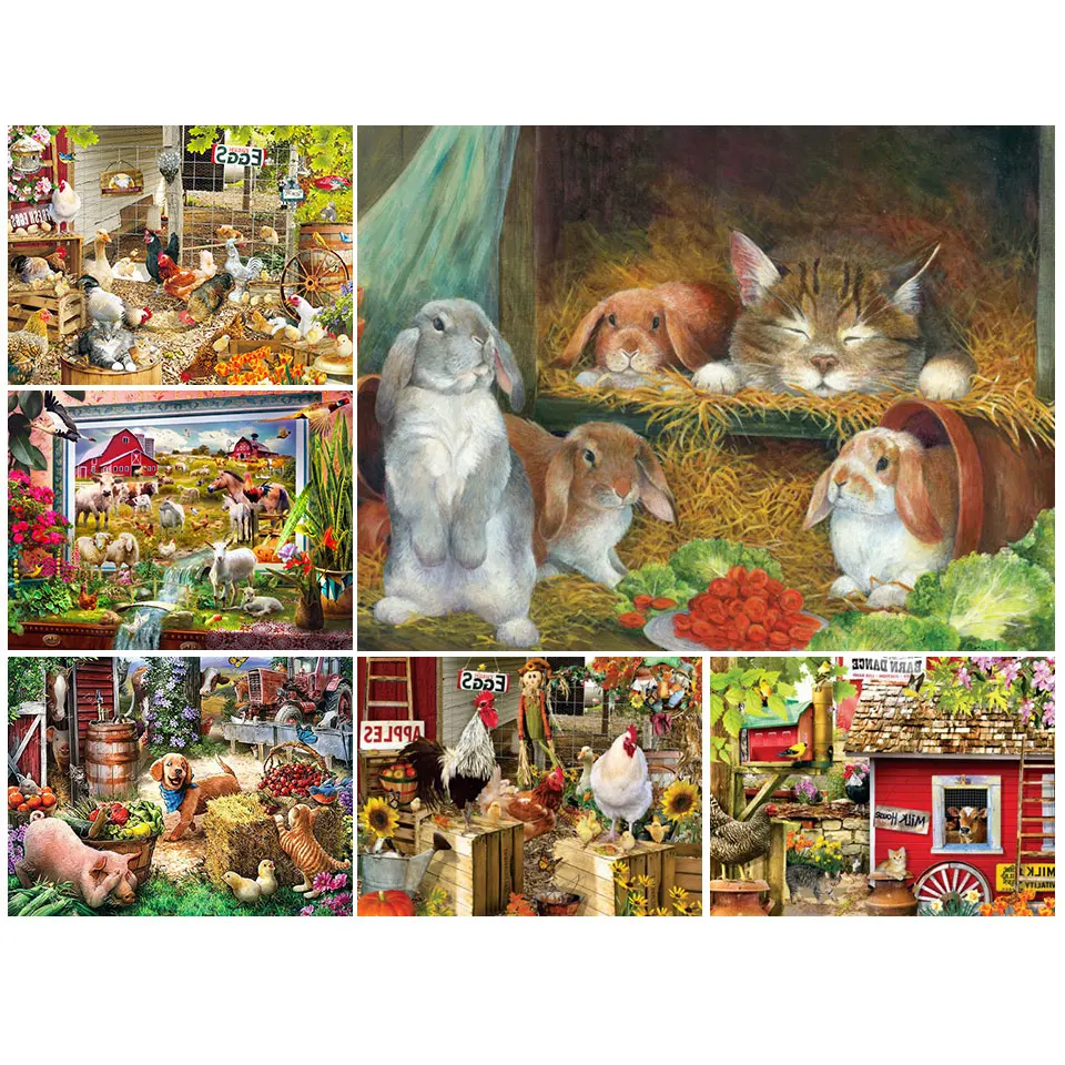 5D DIY Diamond Painting Full Square Animals Cross Stitch kits Diamond Embroidery Farm Mosaic Picture of Rhinestones Home Decor