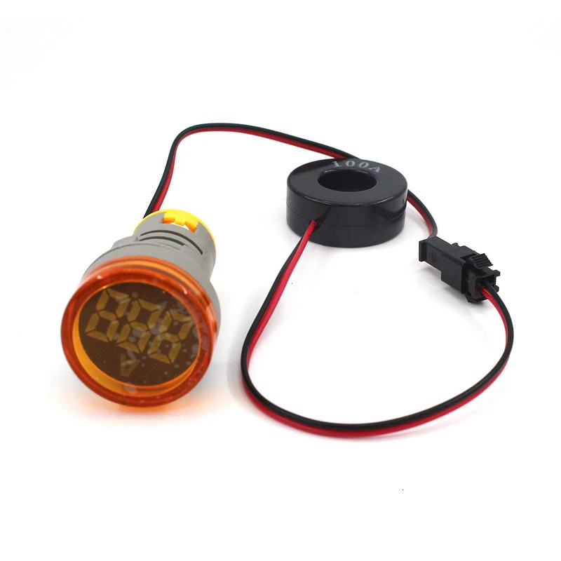 22mm LED AC Digital Display Voltmeter Current Meter Gauge Ampere Indicator Signal Lamp Lights Range 1-100A Warning Light