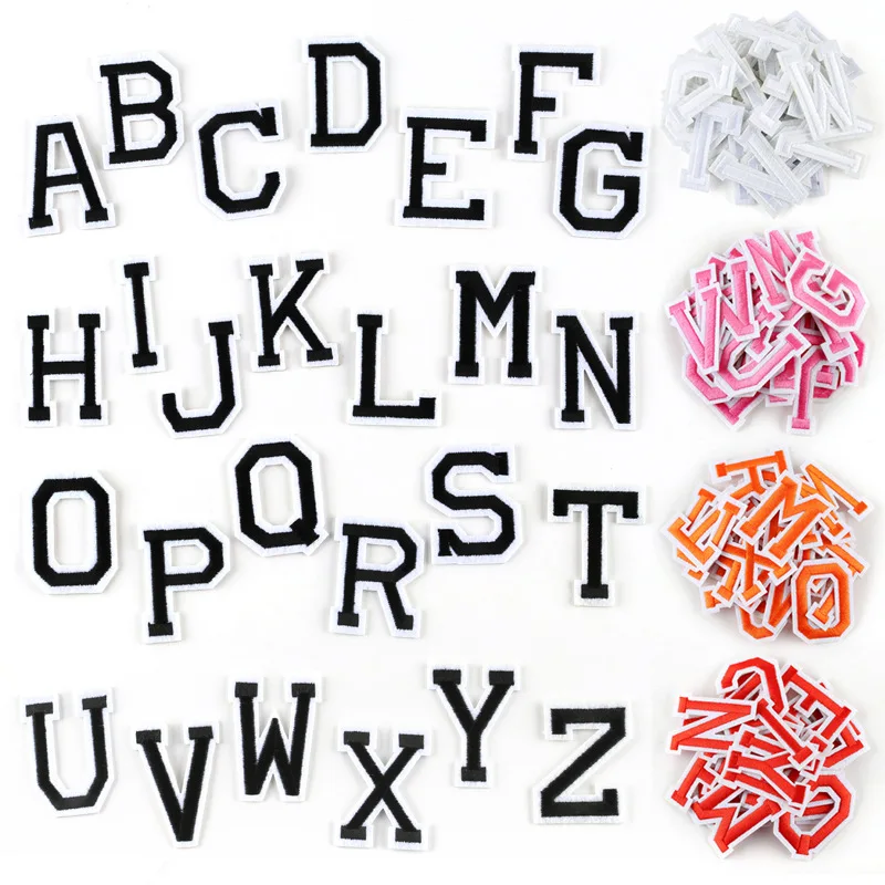 260pcs 26 letters Embroidery Iron on patch For clothing applique backpack Motif size 4cm*5cm