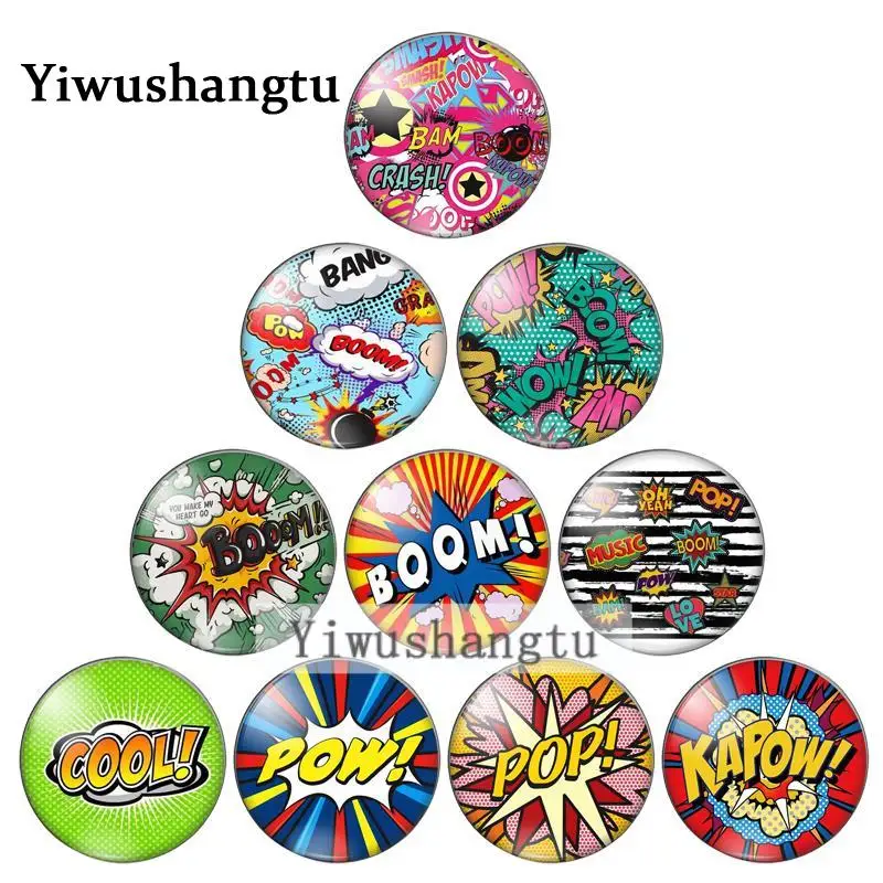 

Special language boom cool pop 10mm/12mm/20mm/25mm Round photo glass cabochon demo flat back Making findings