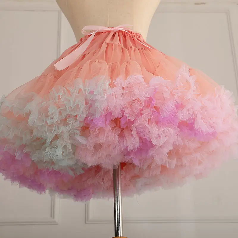 Best Selling  Ballgown Colorful  lolita Tulle Wedding Bridal Petticoat Underskirt  for Wedding Dress  Kids Tutu Short  Dresses