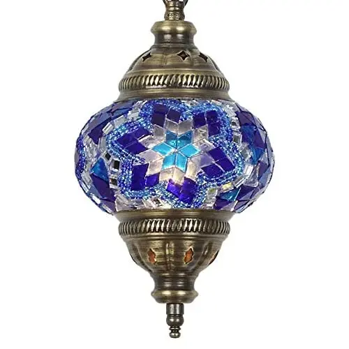 

(31 Models) Handmade Pendant Ceiling Lamp Mosaic Shade, 2019 Stunning 16.5 "Height-4.5" Globe, English Moroccan Glass Lantern