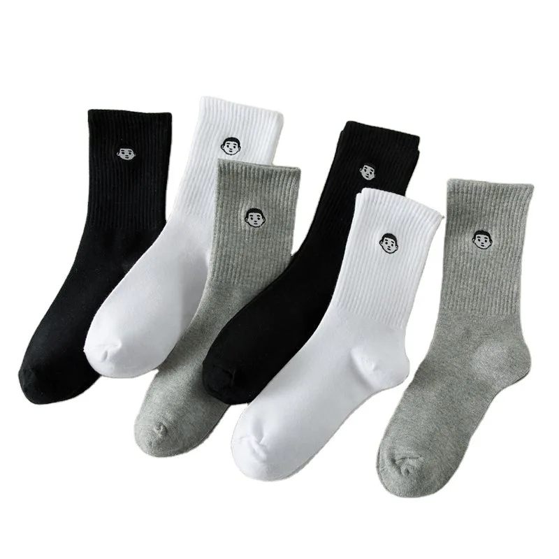 2021 New Series Of Korean Men\'s And Women\'s Cotton Sports Socks Simple Black White Gray And Cute Kawaii Spring And Summer