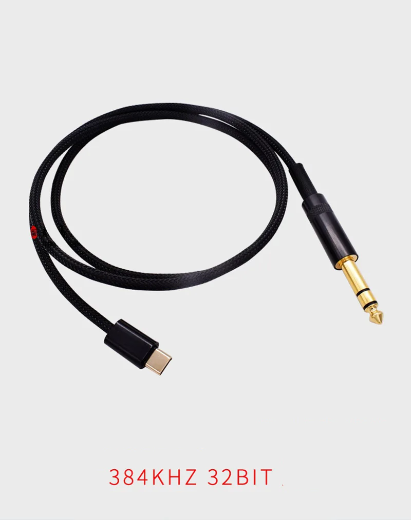 Cable de Audio HIFI tipo C USB C a TRS 6,5mm, Cable individual de cobre y cristal 6,35mm 6,5 macho a macho para teléfono y altavoz
