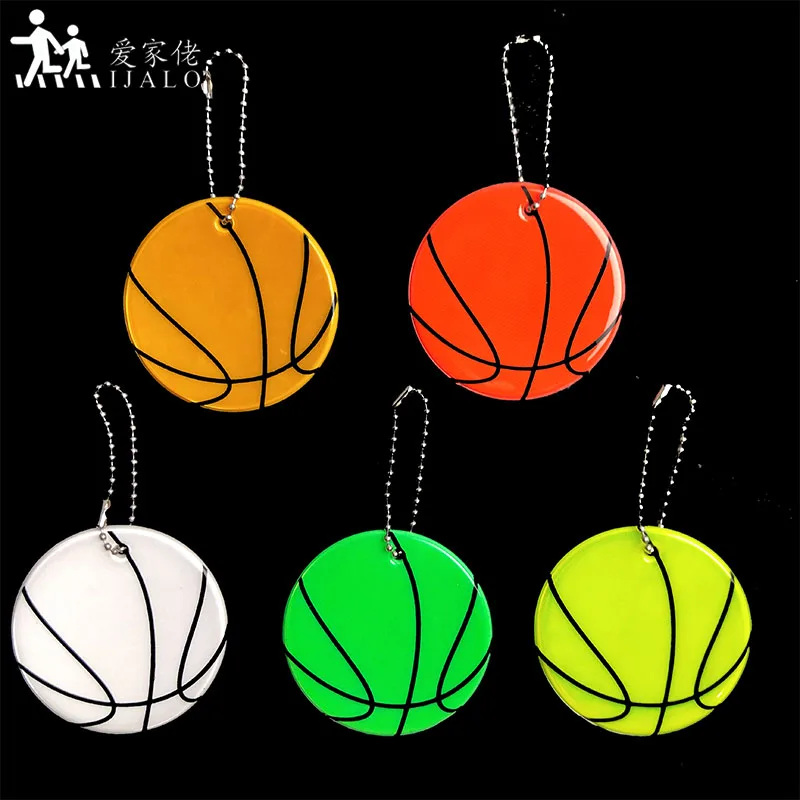 6.5CM Big Basketball Keyrings Reflective Keychain Bag Pendant Accessories High Visibility Traffic Visible Safety Reflector