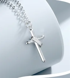 Trendy Cross Necklace Male Choker Accessories Top Quality 925 Sterling Silver Neck Chain Necklaces For Men Jewelry Gift