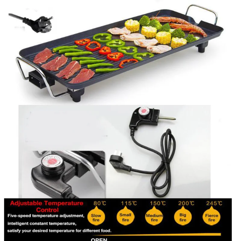 Wielofunkcyjny elektryczny grill pieczenie w domu Pan bezdymny Teppanyaki grill elektryczny Griddles 220V kryty grill maszyna