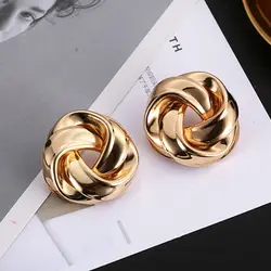 Boucles d'Oreilles Vintage en Métal Torsadé pour Femme, Breloque en Or, Maxi Déclaration, Spirale, Tourbillon, Bijoux