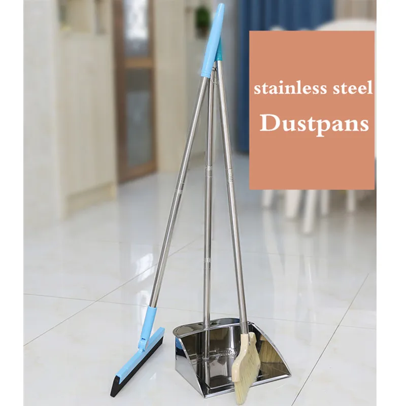 Folding Broom Dustpan 1 Set Household Cleaning Tools Stainless Steel Dustpans Floor Cleaning Tools Dust Broom With Squeegee