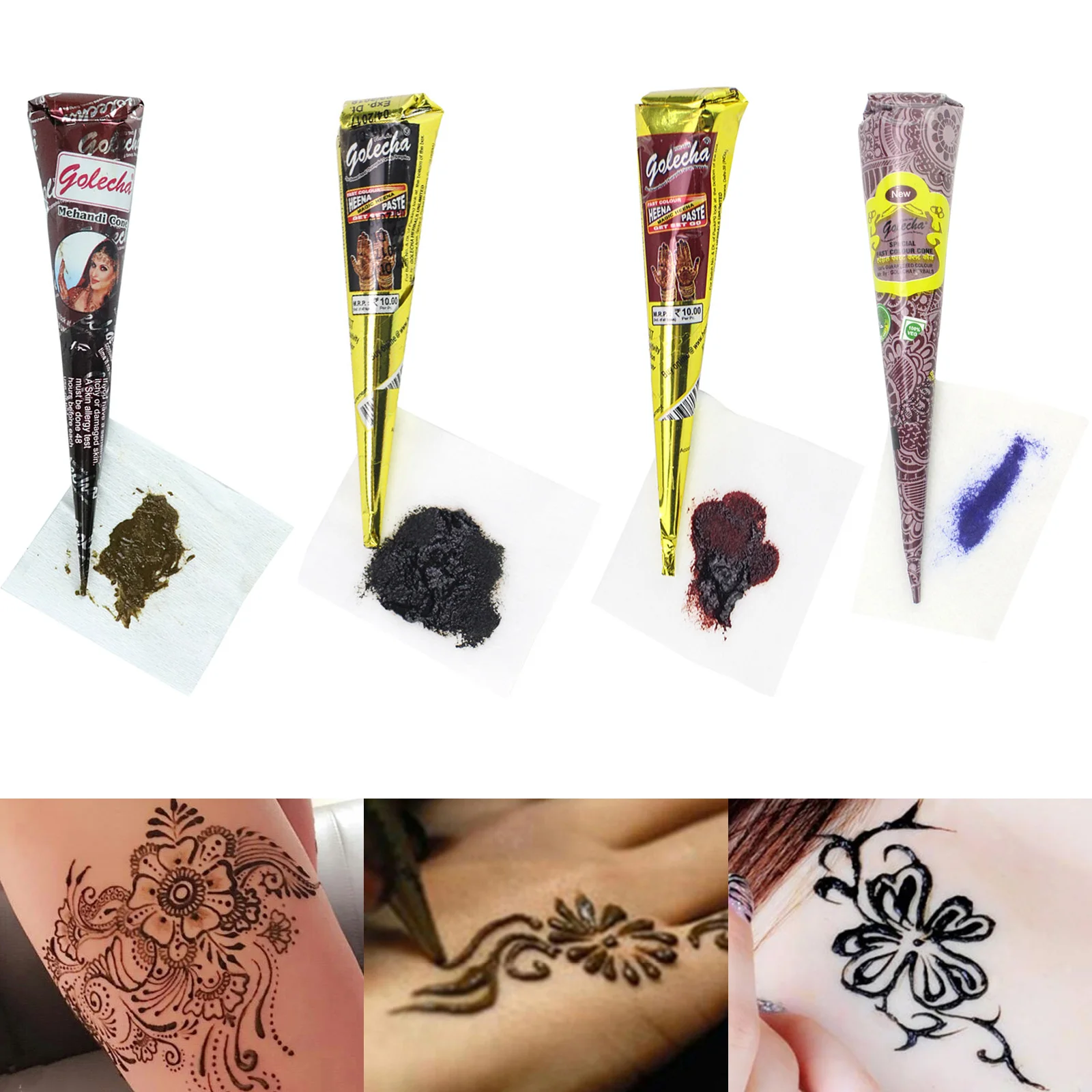 

4PCS Tattoo Paste Cone Body Paint Temporary Tattoo for Body Professional Tattoo Artist Lovers Party Brown Black Brown-red Purple