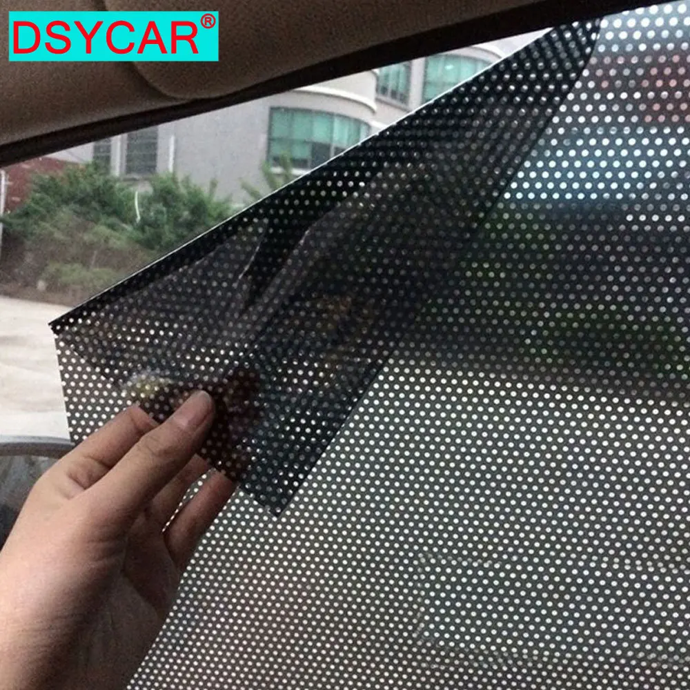 DSYCAR 1Pair Fashion Car Sunshade Sticker Mesh Car Electrostatic Sun Shading Stickers Heat Insulation Film Reusable Screen Cling