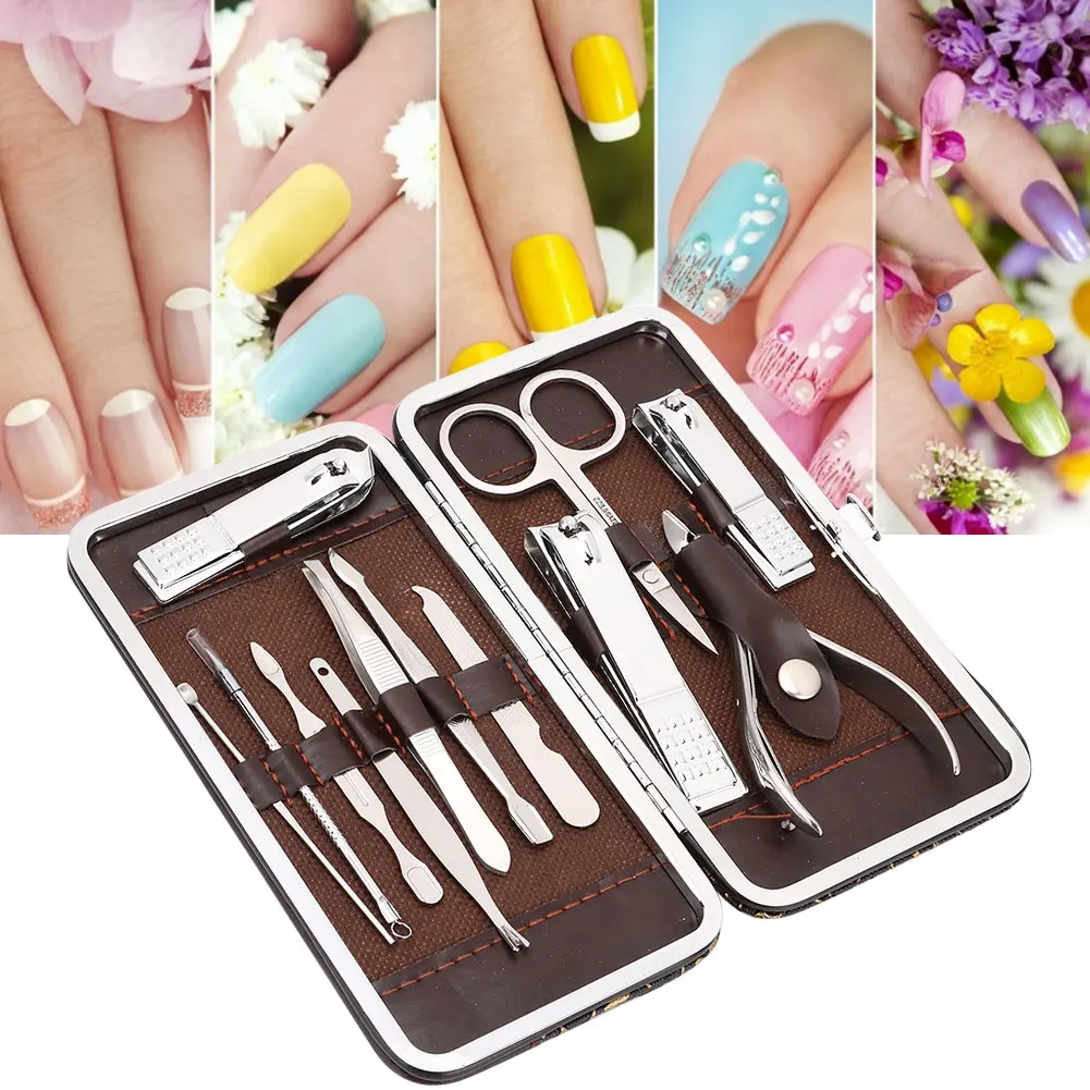 

12pcs Stainless Steel Nail Clipper Dead Skin Fork Nail File Scraper Manicure Tool Set