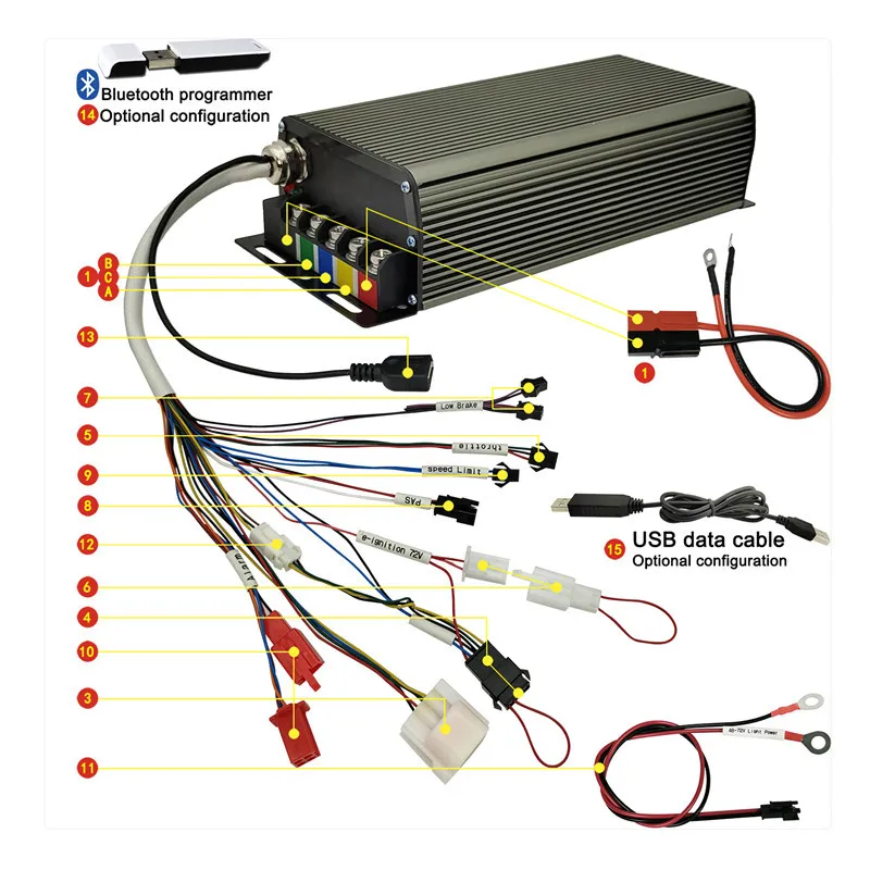 MQSabvoton Controller Ebike DIY Kit, EU Duty Free, 48V, 60V, 72V, 200A, 6000- 10000W, Reg Program, Alarm System,