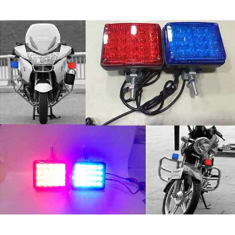 

Red/Blue POLICE Motorcycle Led driving flash light Fog light Moto Emergency warning Strobe flasher beacon signal Caution lamp12V