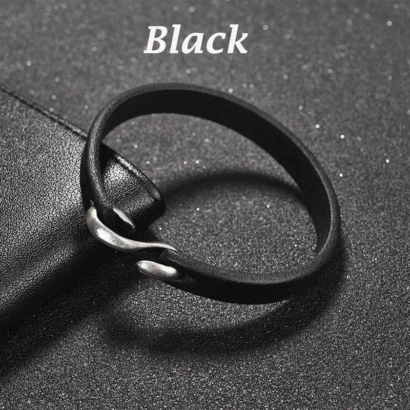 Men Bracelet Genuine Leather Bangle Retro Cuff Bracelet Classic Hooks Wristband Men Women Jewelry Gifts
