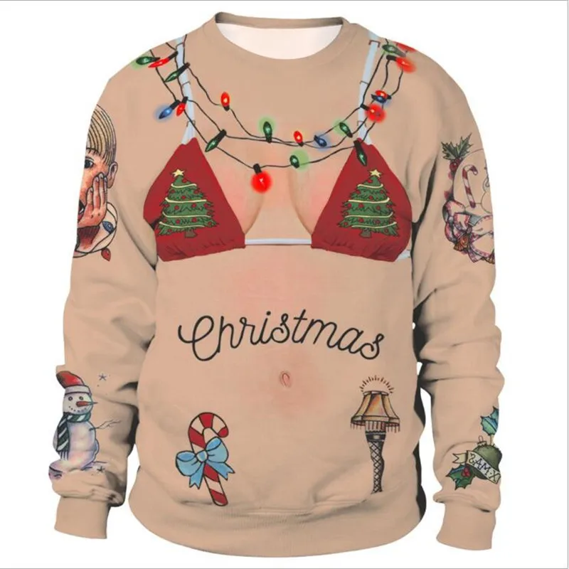 

Men Women Funny Xmas Sweatshirt Unisex Long Sleeve Crewneck Holiday Party Jumpers Tops Couples Pullover Ugly Christmas Sweater