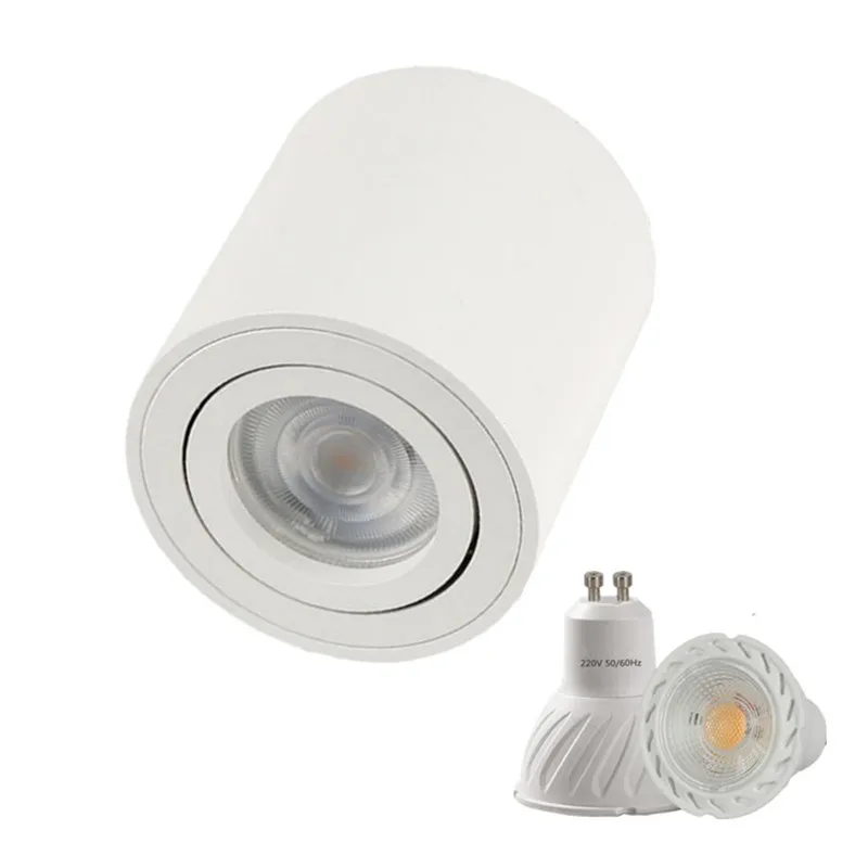 Dimmable LED Round Surface Mount Downlight 7W 10W GU10 Fixture Cylinder Ceiling Down Spot Light Bedroom Lamp