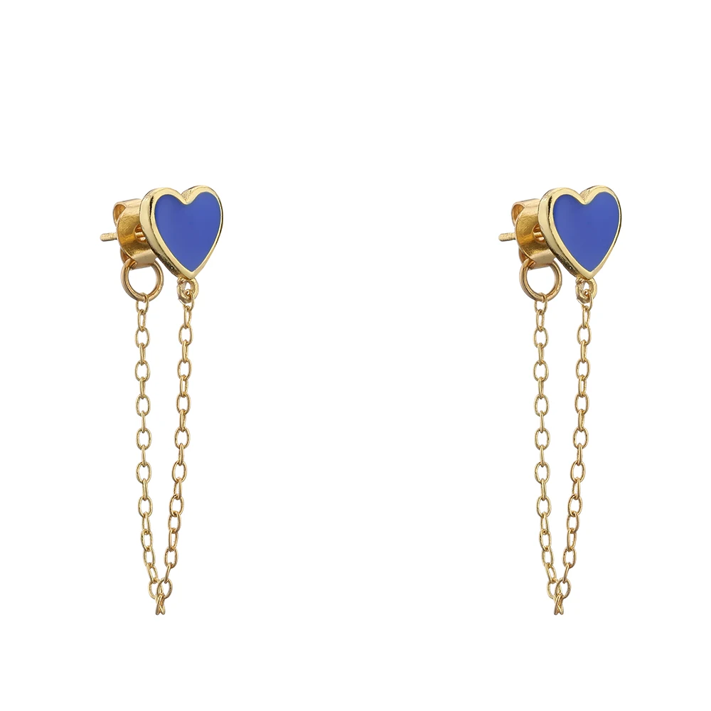 HECEHNG,1 pair,Colorfol Love Heart Link Chain Ear studs,For Women Fashion 2021 Jewelry ,Cooper Earrings, Wholesale