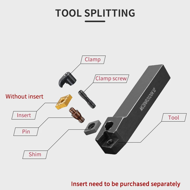 1pc MCBNR2020K12 MCBNR2525M12 MCBNR3232P12 External Turning Tool Holder CNMG12 Carbide Inserts MCBNR/L Lathe Cutting Tools Set