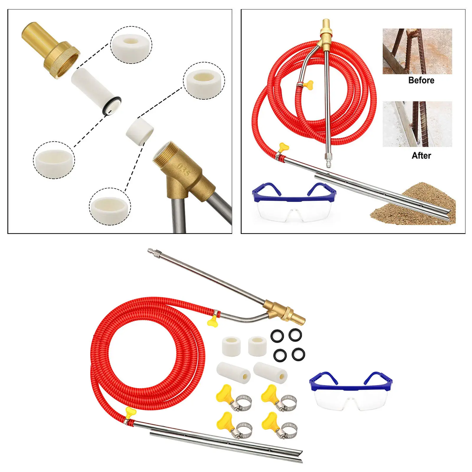 Universal Pressure Washer Sandblasting Kit Wet Sandblaster Attachment 5000 PSI for Abrasive Cleaning