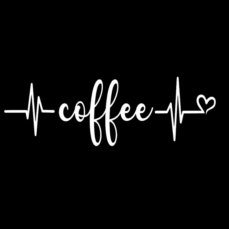 Coffee Word Sticker Heartbeat Liveline Family Decal Black/White Window Glass Car Sticker Decal AL391