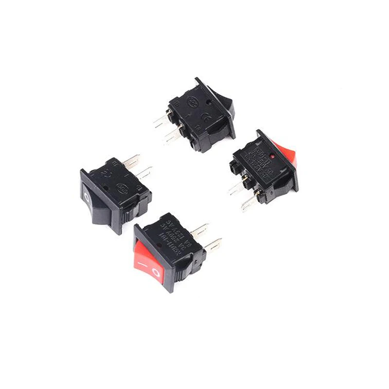 10Pcs Push Button Switch 10x15mm SPST 2Pin 3pin 3A 250V KCD11 Snap-in On Off Boat Rocker Switch 10MM*15MM Black Red White