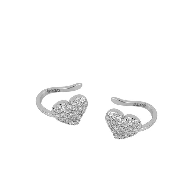 CRMYA Wedding Clip On Earrings 2022 New Trend Gold Silver Filled Full CZ Zircon Cute Heart Ear Clips Cuffs Party Gift Jewelry