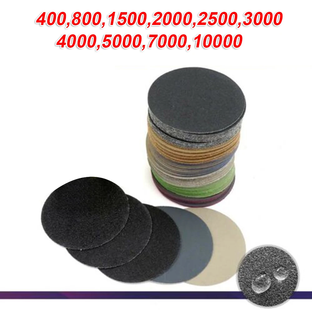 

50Pcs 3 Inch Diameter 75 mm Sanding Disc 75mm Wet & Dry Flocking Sandpaper 400-10000 Grit Polishing Tool Parts