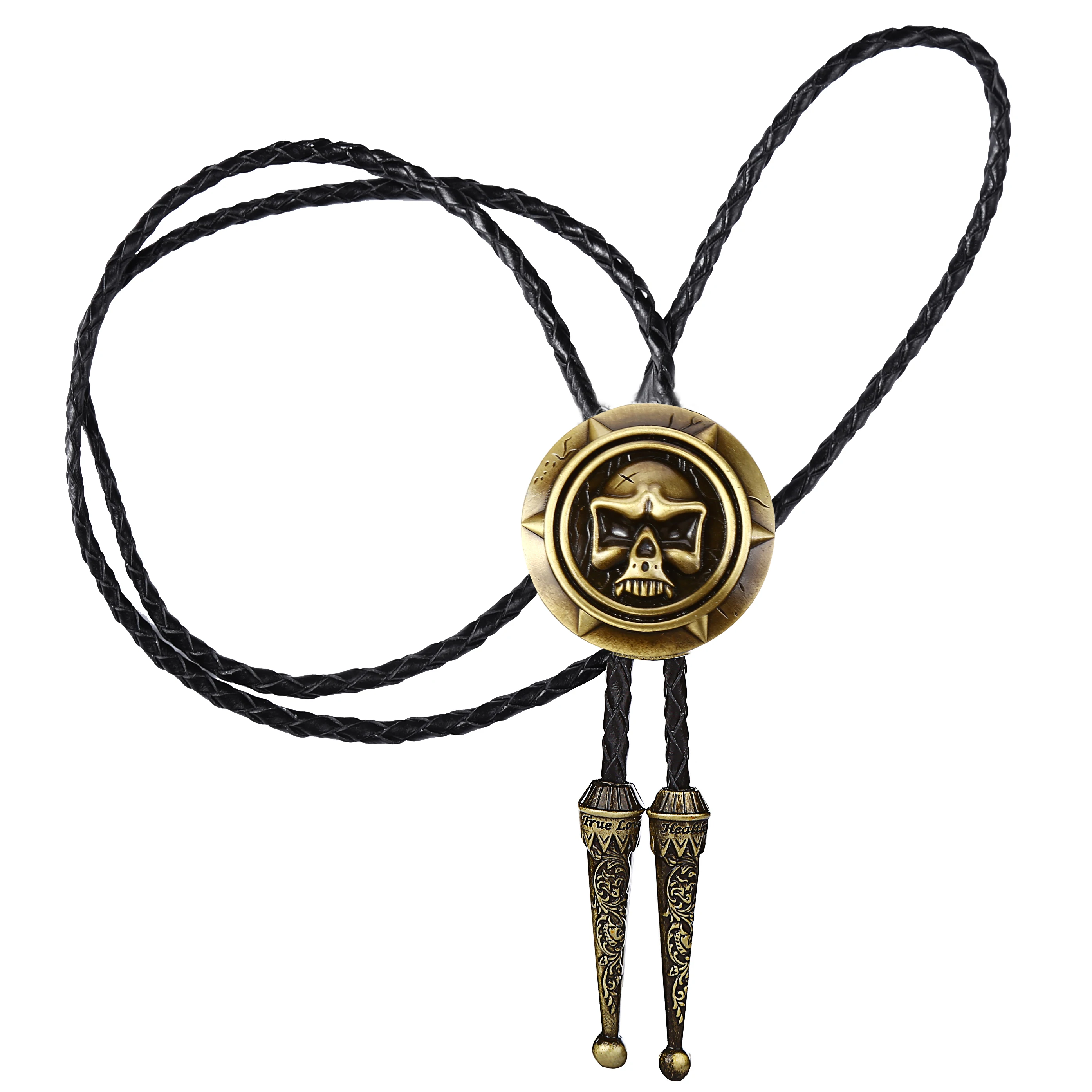 Man BOLO TIE Halloween gift lederen kraag touw ghost hoofd stijlvolle lichtmetalen TIE