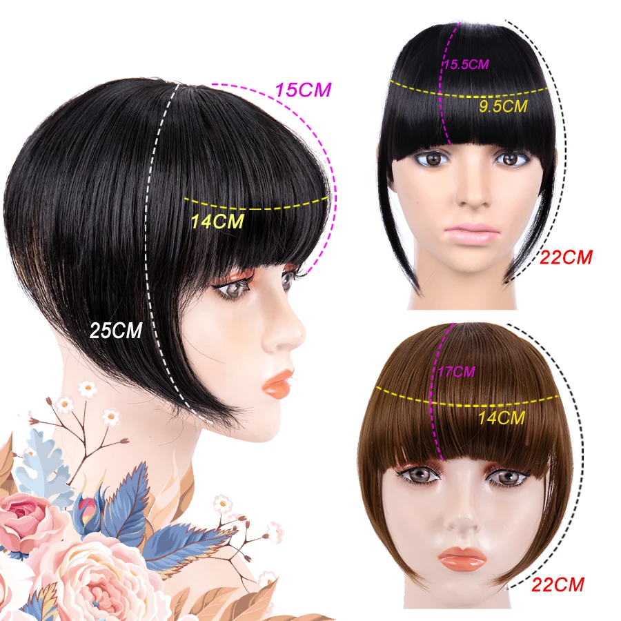 Leeons Short Synthetic Bangs Heat Resistant Hairpieces Hair Women Natural Short Fake Hair Bangs Hair Clips For Extensions Black image 2