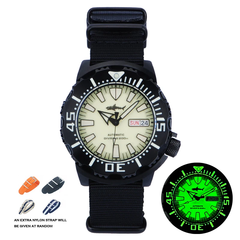 

HEIMDALLR Men Diver Watch Mens Automatic Watches Sport Mechanical Diving 200M Waterproof Luminous Sapphire NH36 Monster Black