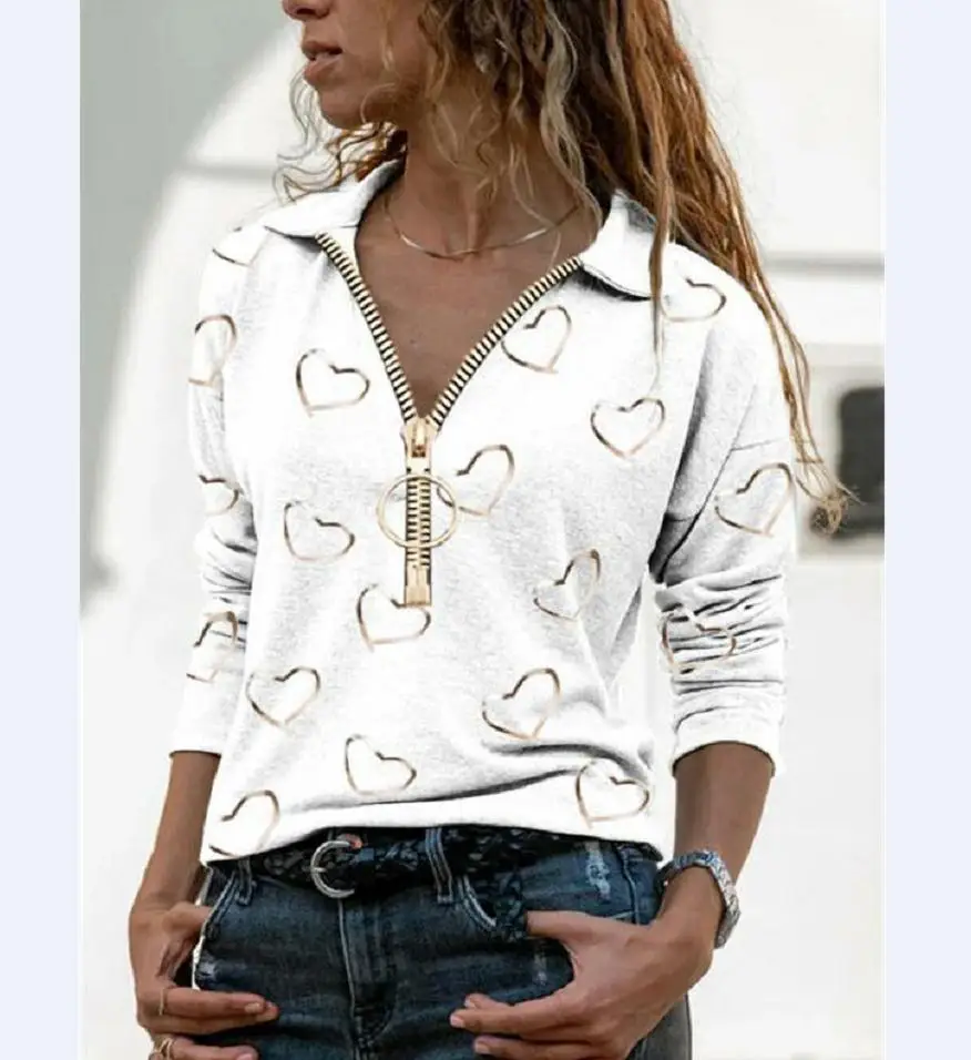 Women's Casual Fashionable Clothing Shirt Clothing Love Print Tops Female Spring 2021Ladies Design Blouse Long Sleeve Tops