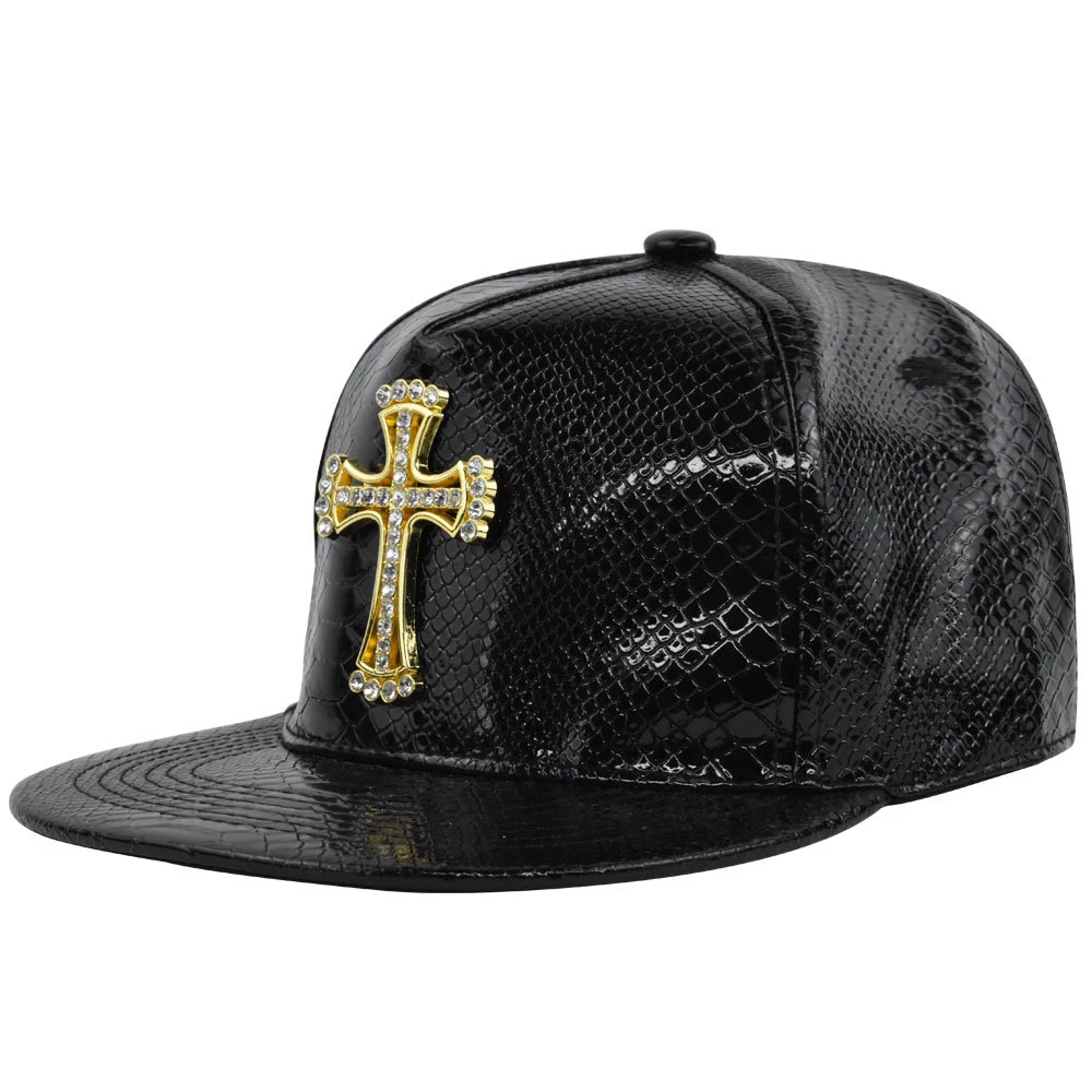 Hip-hop cap The cross Jesus metal label Fashion Break dancing Street dance Flat brim hat cap Hip Hop Fitted Cap Youth tide cap