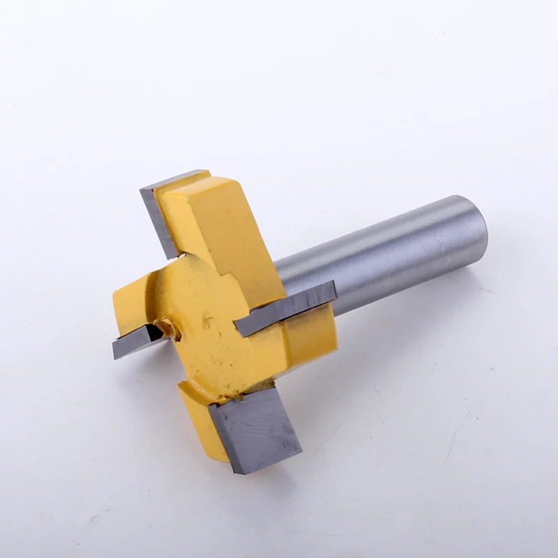 CHWJW 1pc 1/2" Shank 4 Edge T Type Slotting Cutter Woodworking Tool Router Bits For Wood Industrial Grade Milling Cutter