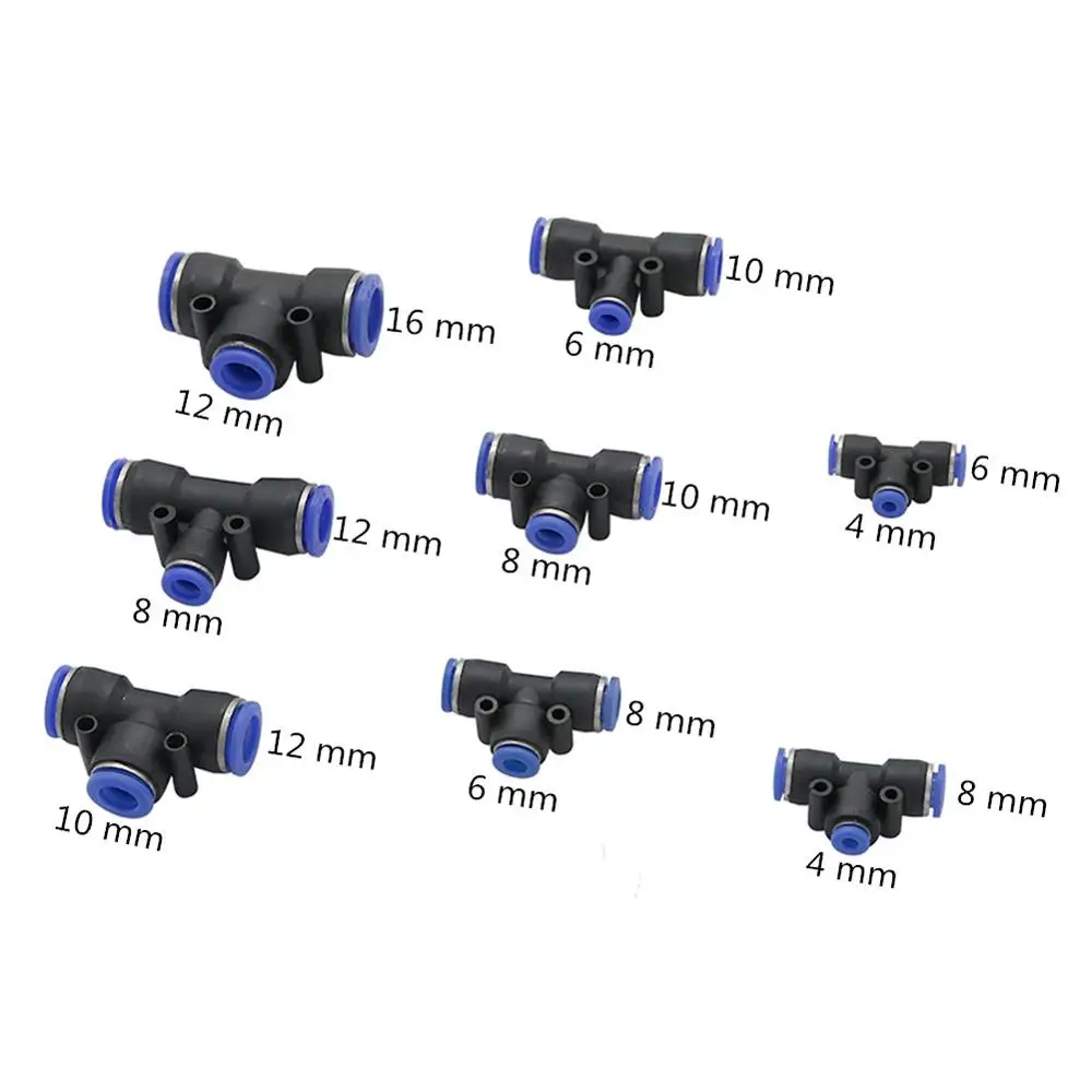 5 Pcs T-type Variable Caliber 4/6/8/10/12/16mm Slip Lock Quick Connect Atomizing Nozzle Water Pipe Connector Garden Irrigation