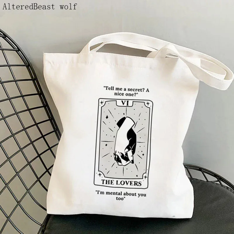 Women Shopper bag Tarot Themed Astute Romantic Bag Harajuku Shopping Canvas Shopper Bag girl handbag Tote Shoulder Lady Bag