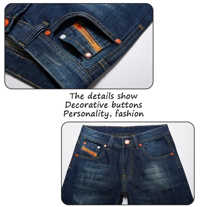2021 Men\'s Jeans Spring and Autumn Straight Trousers Fashion Men\'s Cotton Denim Trousers New Business Casual Jeans 18-35 Y