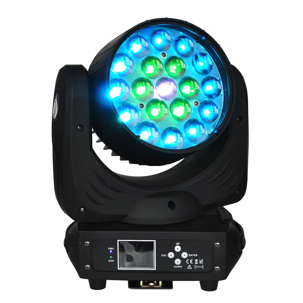 Freeshipping 2 Units 300W Led Moving Head Zoom Light 19x15W RGBW 4IN1 Color Tyanshine Led DMX Color Ring Control 13CH 24CH