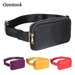 Geestock Women Waist Pack Black Bum Bag Festival Dual Zipper Belt Bag Luxury Design Fashion Fanny Pack for Hiking Running