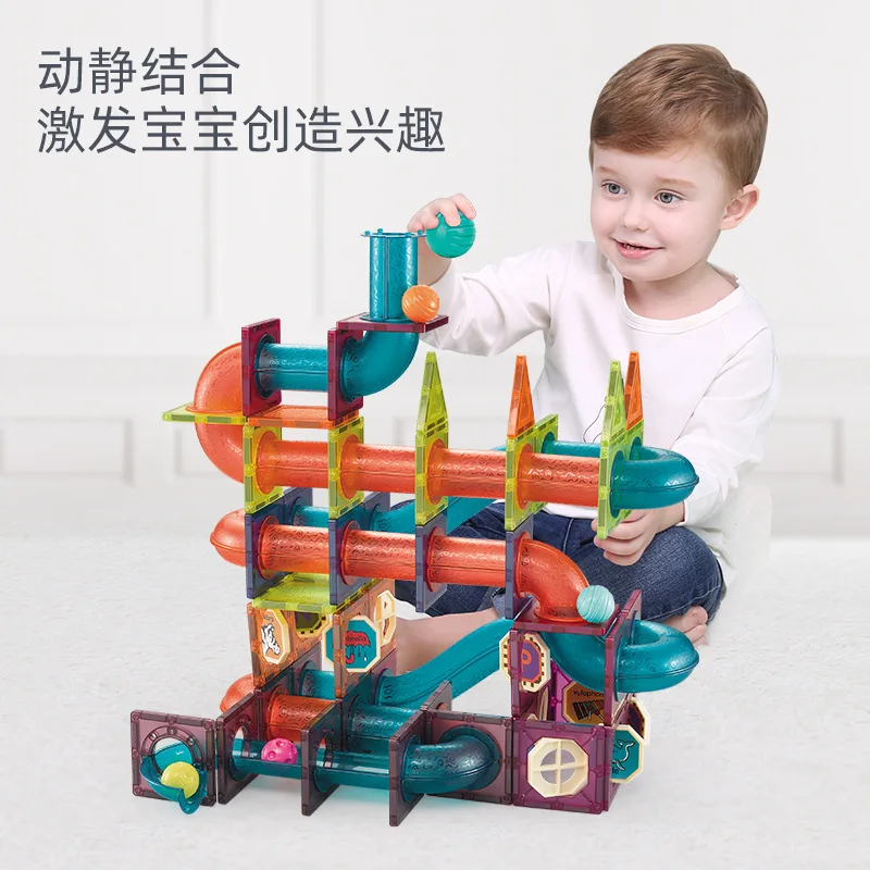 Creative Magnetic Building Blocks Toys Magnet Maze Ball Track Blocks Magnetic Funnel Slide Blocks Educational Toys For Children