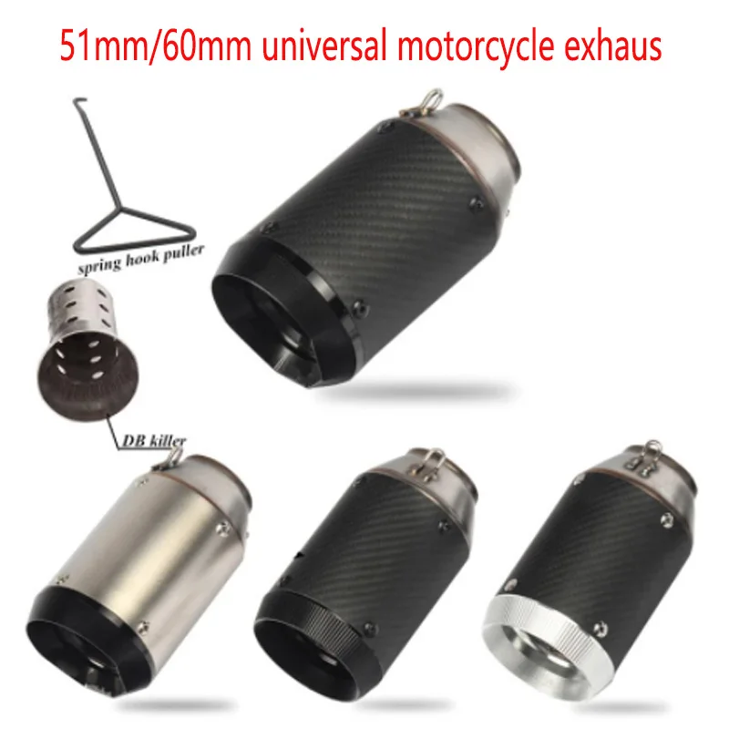 51MM 61MM Motorcycle Exhaust Pipe Carbon Fiber With DB Killer Austin Muffler Universal for RC390 CBR650F Z900 