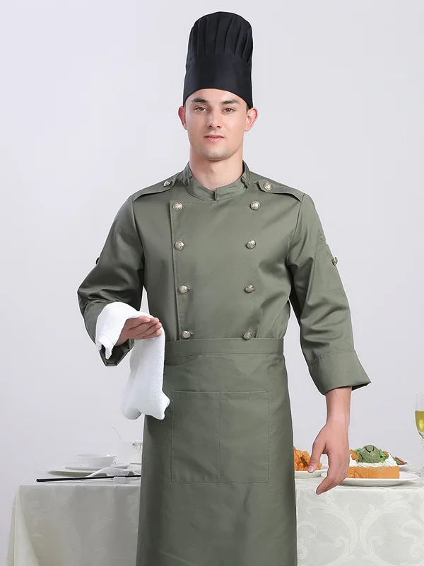 Mannen Korte Mouwen Ademend Double-Breasted Chef Food Service Keuken Kok Werkkleding T-shirt Keuken Werk Uniformen Schorten Nieuwe